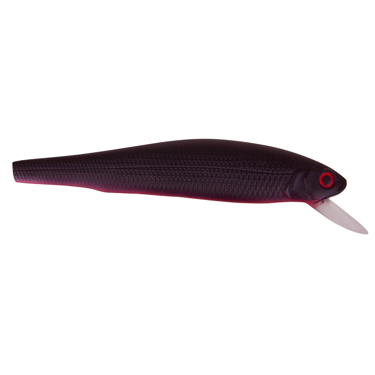 Doiyo IRON CLAW DOIYO I Yaseta 126 Ukabu Twitchbait, 126 mm, 24 g, Tauchtiefe 0,5–1,5 m, Original Mustad Drillinge, dunkelviolett mit rotem Auge und Draufsicht