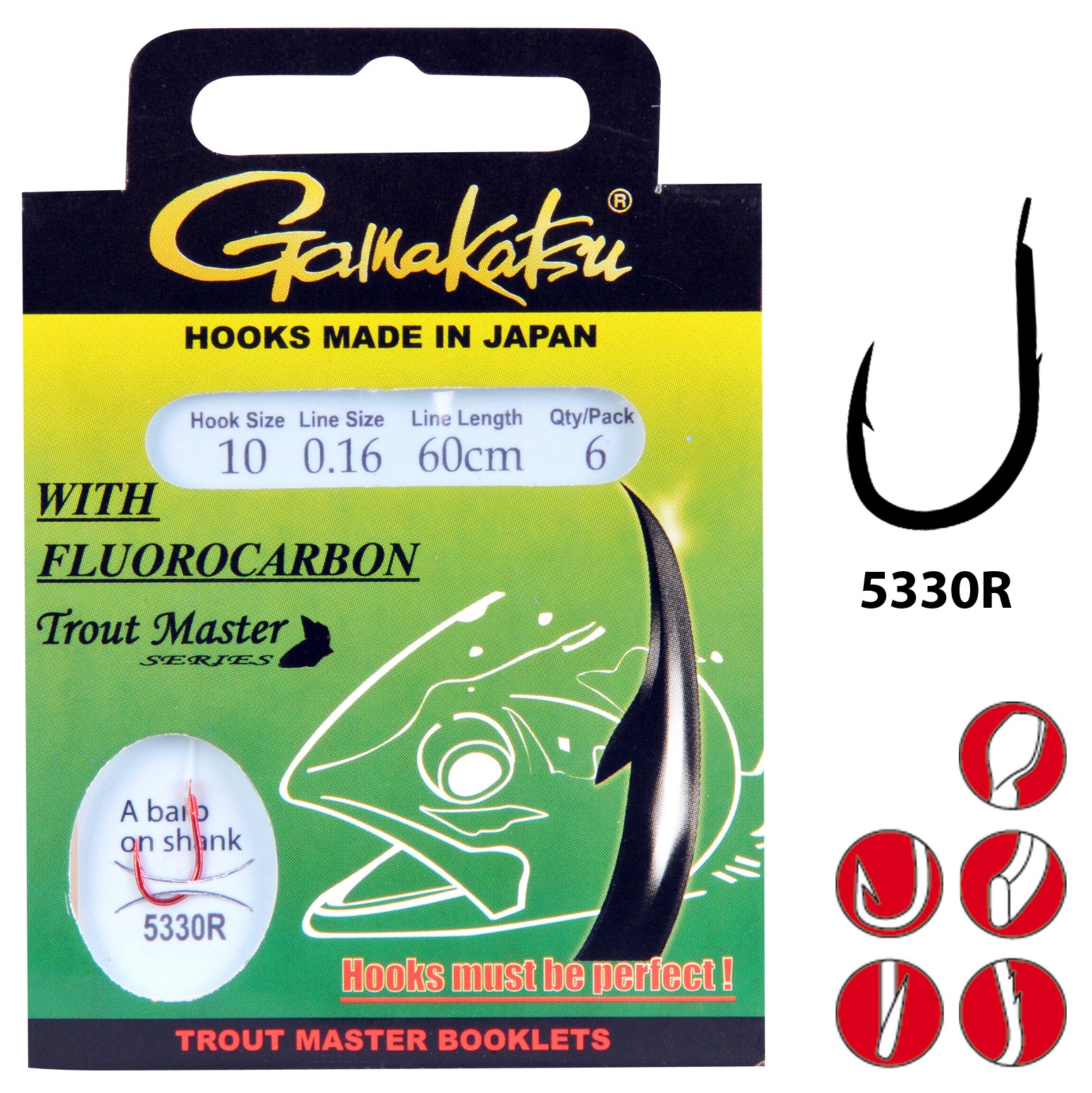 GAMAKATSU Trout Master Fluorocarbon LS-5330 Red 60CM 8 / 0,16 mm