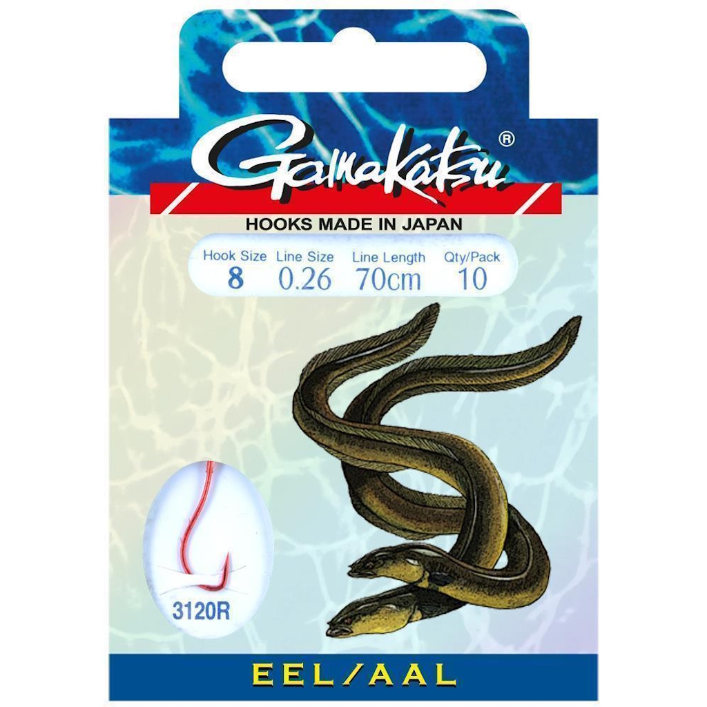 GAMAKATSU Aalhaken 70 cm, gebundene Plättchenhaken Rot 0,26