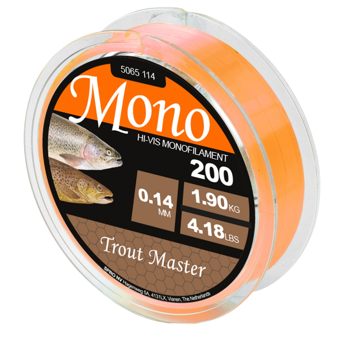 Trout Master Hi-Vis  Mono Orange 200 m  Trout Master Hi-Vis  Mono Orange 200 m