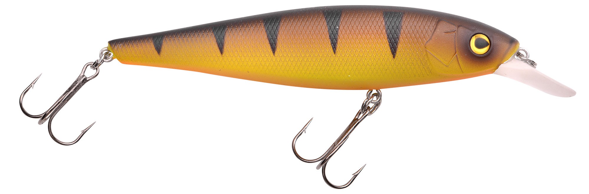Crankbait Gelb-Orange mit schwarzer Rückenzeichnung und zwei