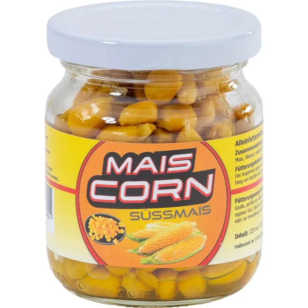 Glas mit gelben Maiskörnern – SAENGER Mais Corn 125 g