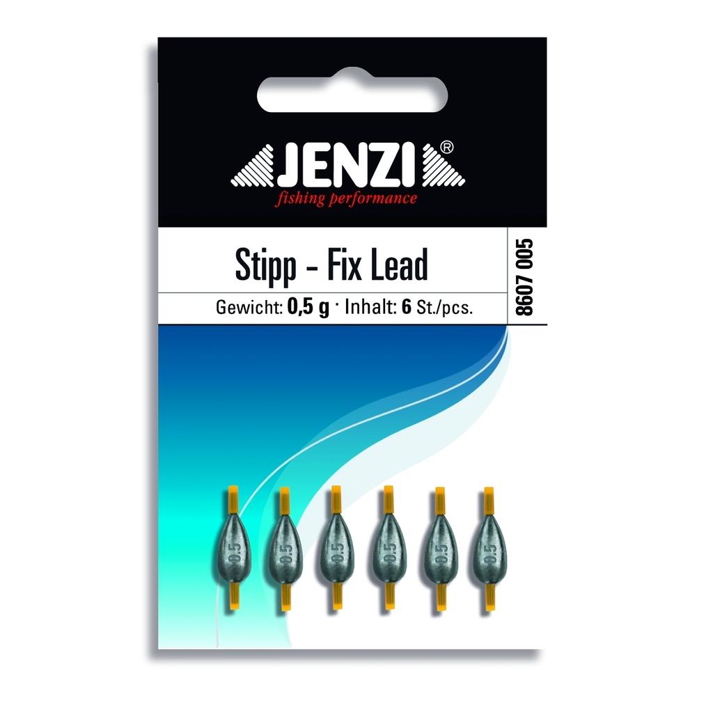 Stipp-Fix Blei 0,5 g, 6 Stück – JENZI Wettkampfblei mit durchgehender Metallführung und Silikonschlauch, perfekte Feinfischerei