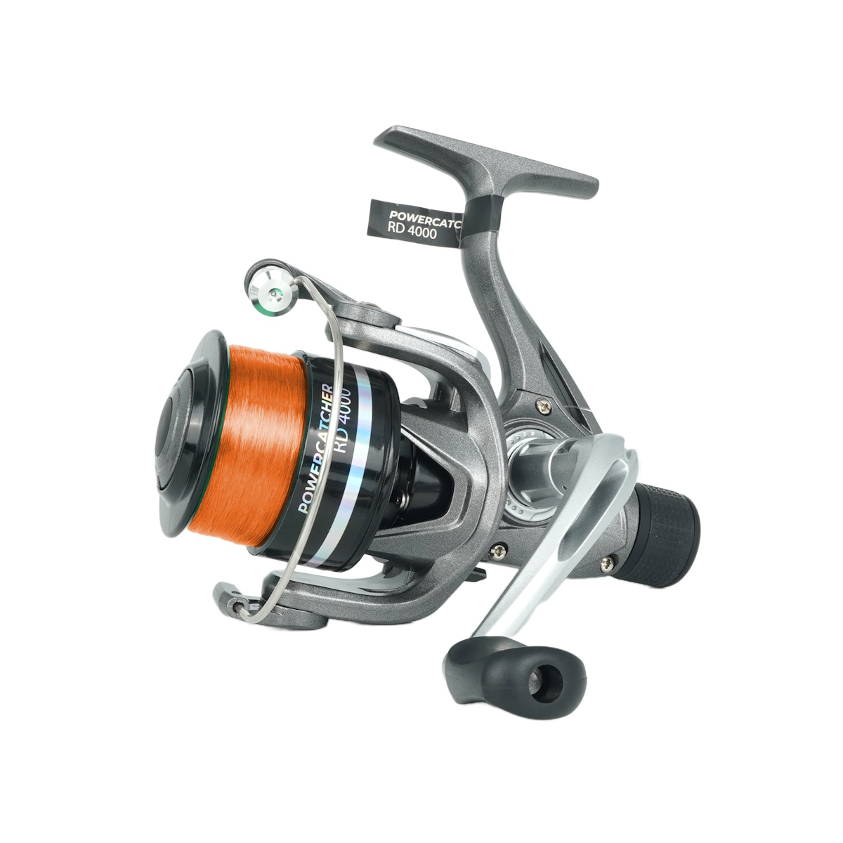 Spinnrolle SPRO Power Catcher RD 3000 Fun Mix, bespult mit 0,25 mm / 180 m Monofiler, Graphite-Gehäuse, Heckbremse, 2 Kugellager + 1 Walzenlager, Farbe zufällig (Grün/Orange/Blau)