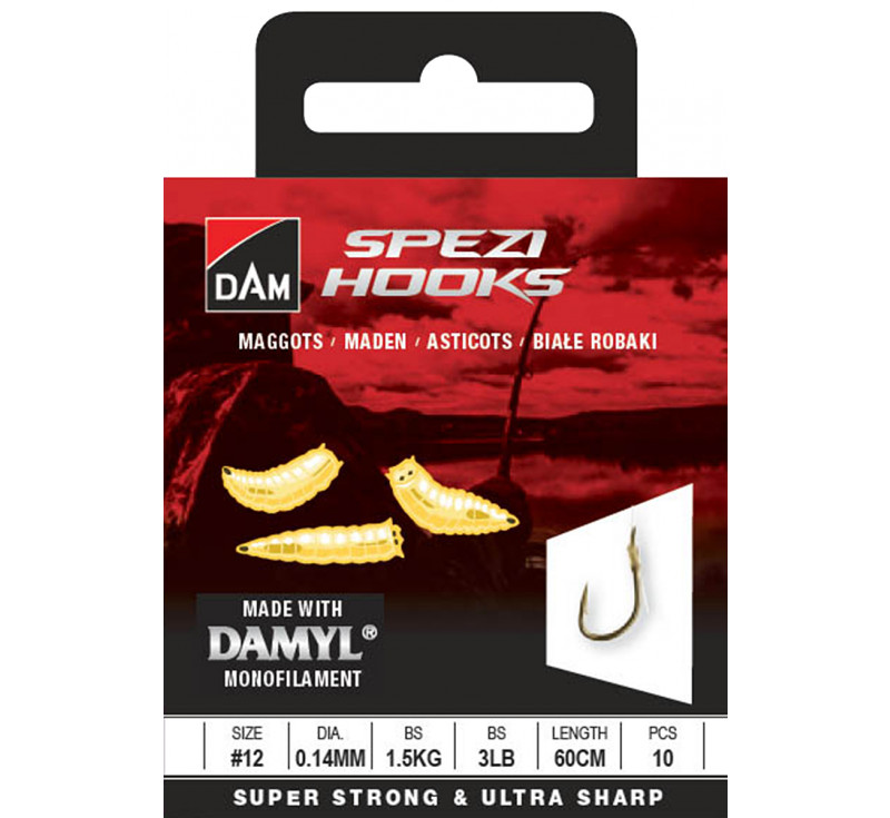 DAM Spezi Maggots Leaders Vorfachhaken 14 / 0,14 mm