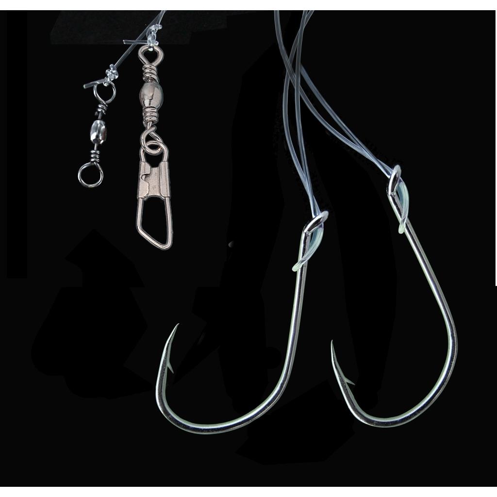 Naturköder-Vorfach mit 2 Armen, Hakengröße 7/0, Schnurstärke 0,90 mm, Länge 150 cm. Ideal für Naturköder-System von JENZI – Marcus Jensen.