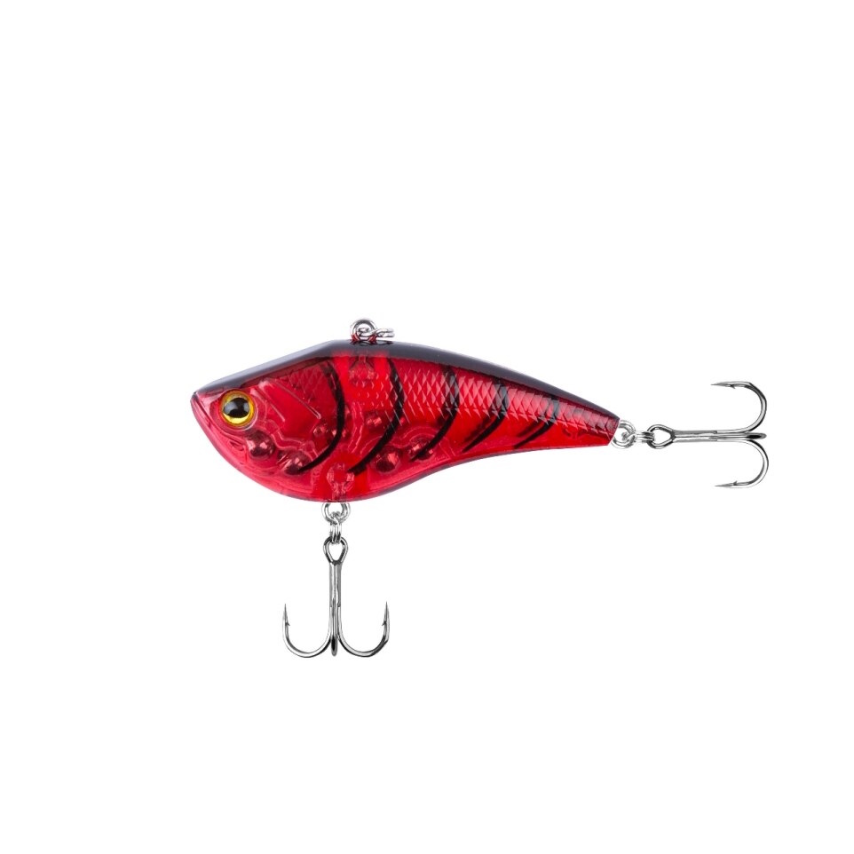 Roter Fisch-Köder mit Schuppenmuster und zwei Treble-Haken