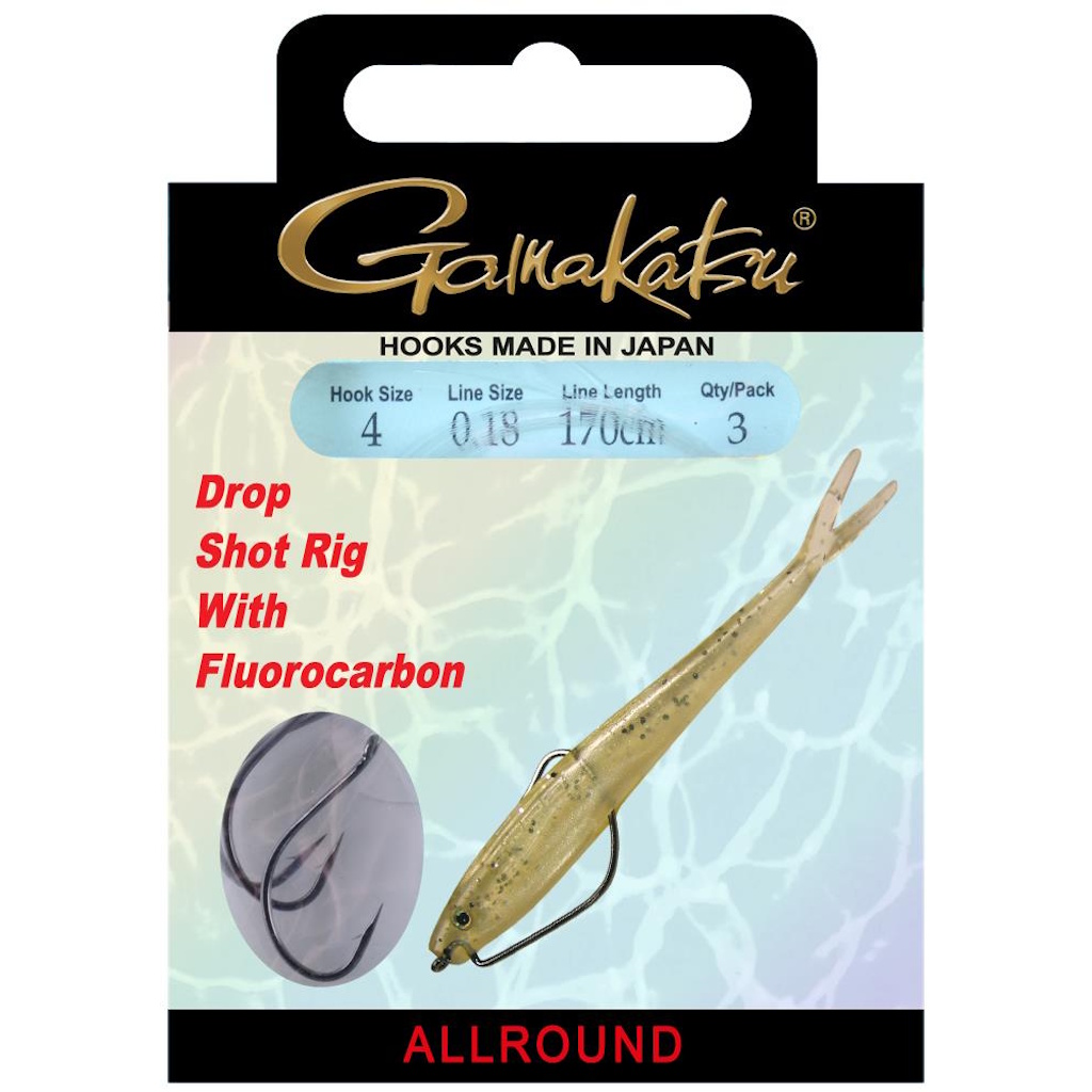 Drop Shot Rig 170 cm mit Worm39 Haken, Fluorocarbon-Vorfach,