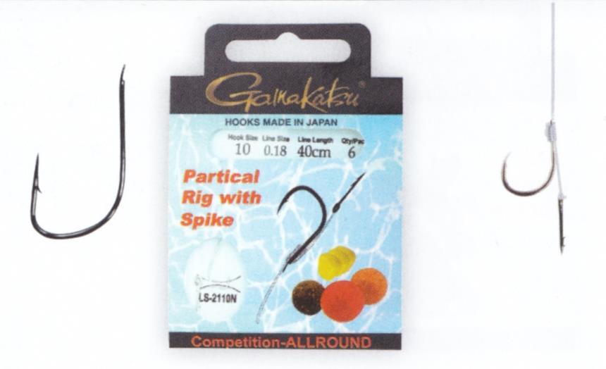 GAMAKATSU Partical Rig Spike Haken, 40 cm, 0,16 mm, Nickel