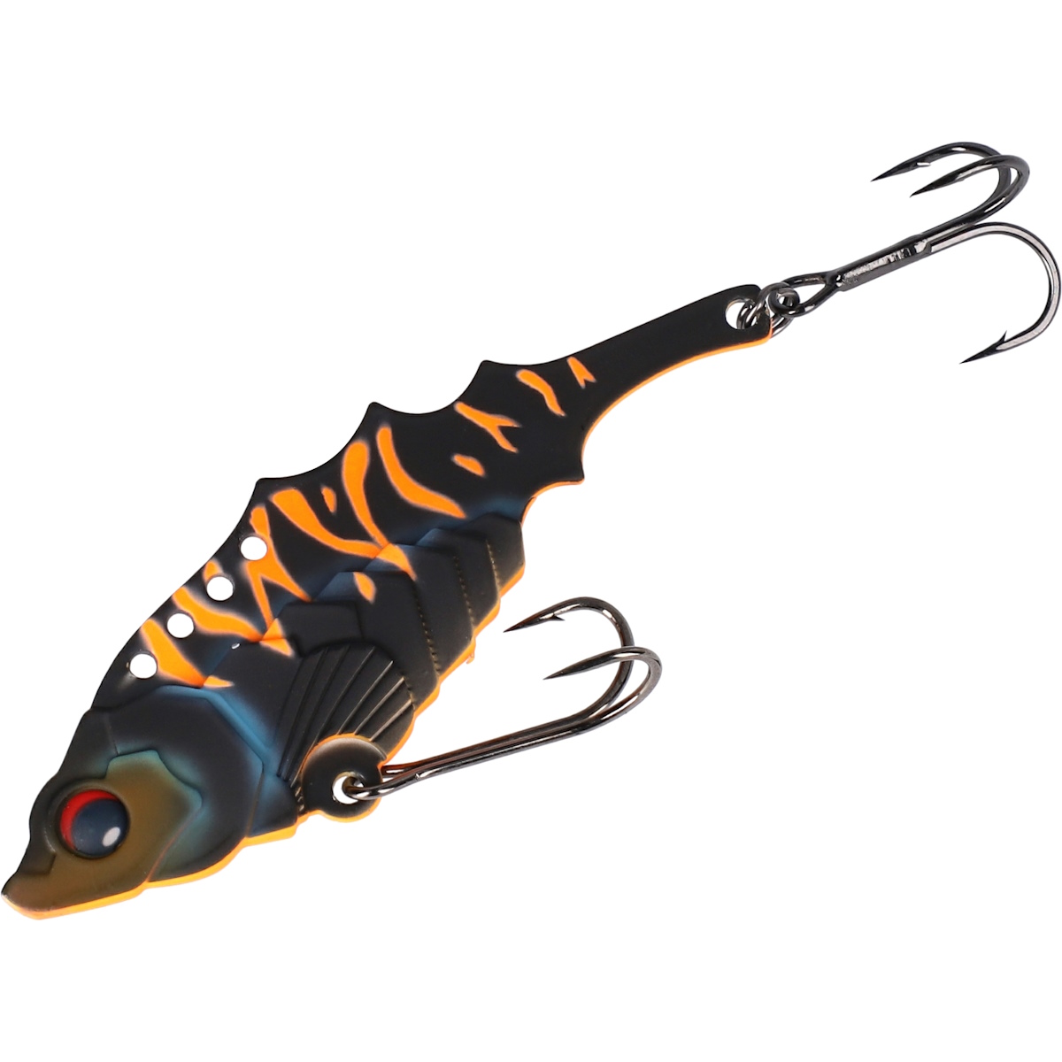 Kunstköder in Fischform mit zwei Drillingshaken, Tiger-Streifen-Design, weicher Gummiköder zum Angeln
