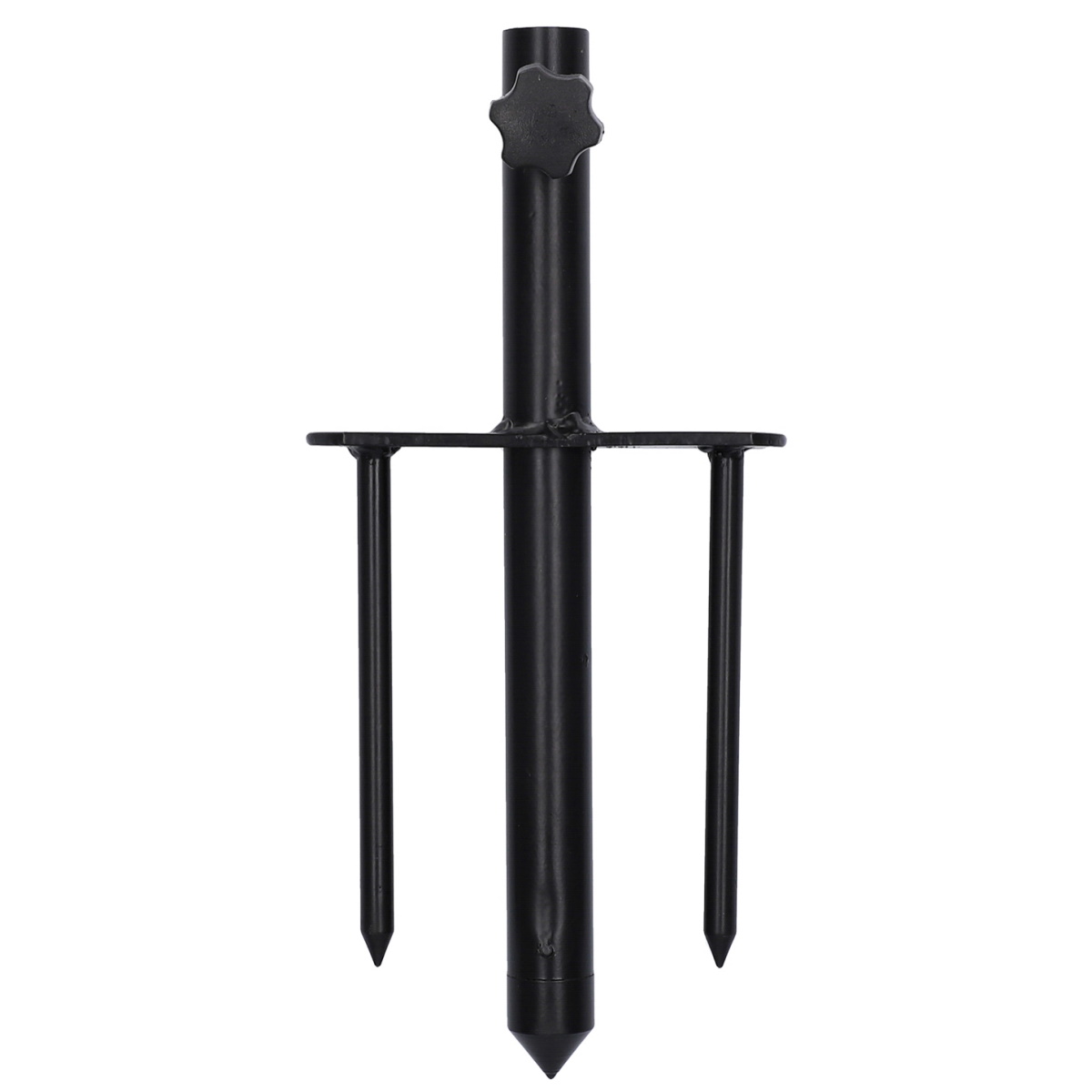 MIKADO Schirmspiess Deluxe, stabiler Schirmspiess aus schwarzem Metall mit Doppel-Fuß-Konstruktion für sicheren Halt; hergestellt von Mikado Total Fishing – Abramis Sp. z o.o.