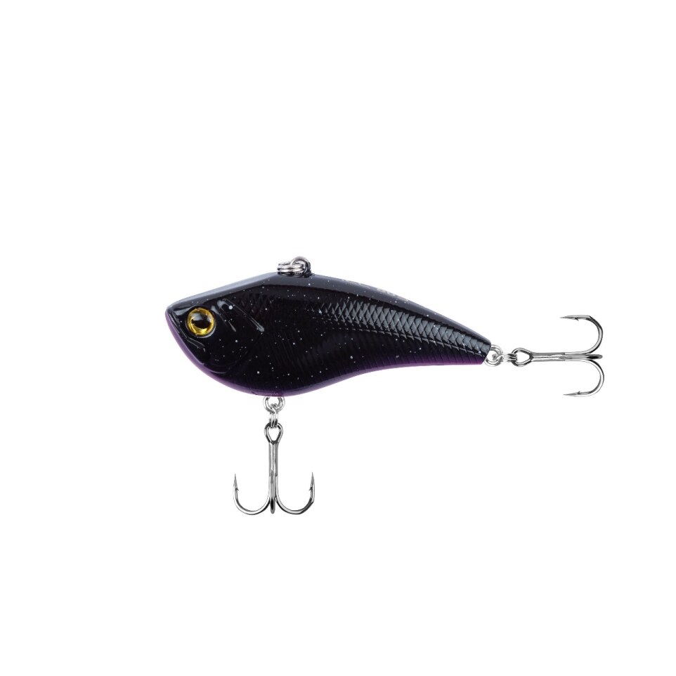 Dunkellila Crankbait-Fischköder mit zwei Treble-Haken; realistischer, rostfreier Angler-Köder für Süß- und Salzwasser