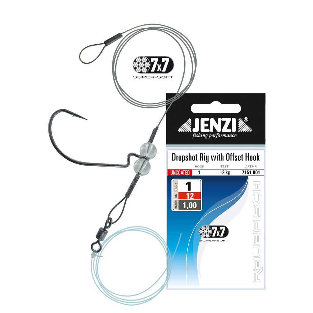 Offset Rigging 7x7 Dropshot-Rig with Offset Hook 12 kg Gr. 2/0 | 2/0 | 05-03-7151-003