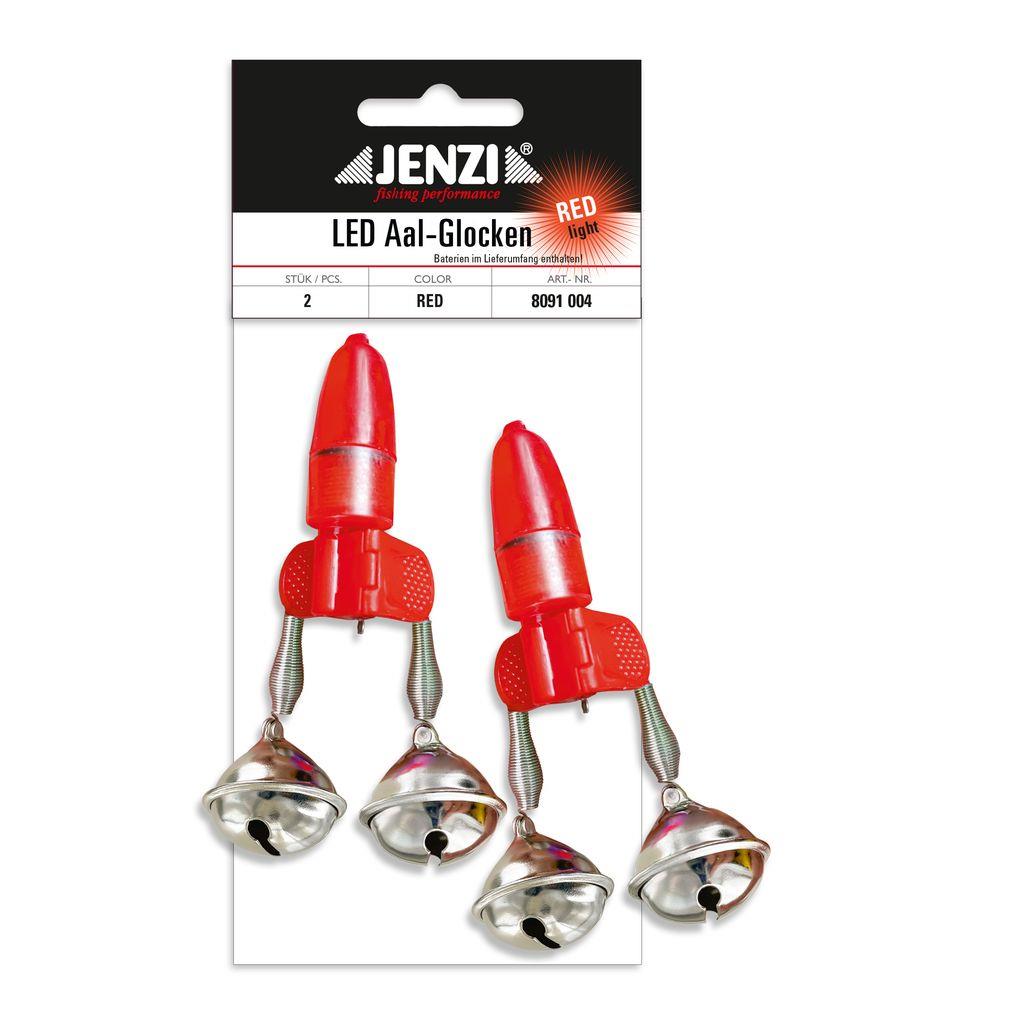 Zwei rote LED-Aalglocken mit Clip, inklusive Batterien