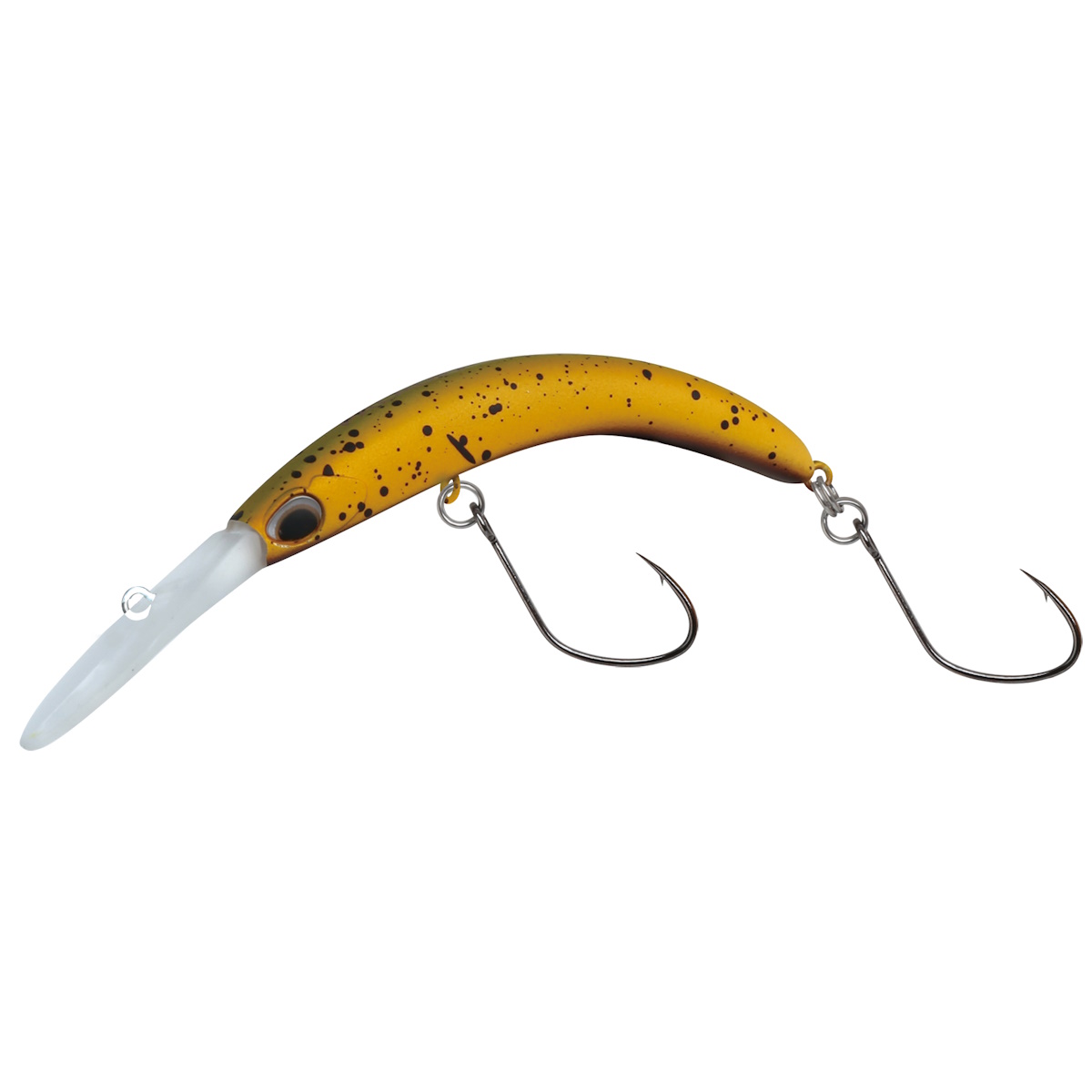 PALADIN Banana Joe Wobbler, 7,5 cm, 1,6 g, Floating II, UV-Lackierung, gelb mit schwarzen Sprenkeln, markanter Kiemendeckel, aggressiver Lauf, zwei Haken