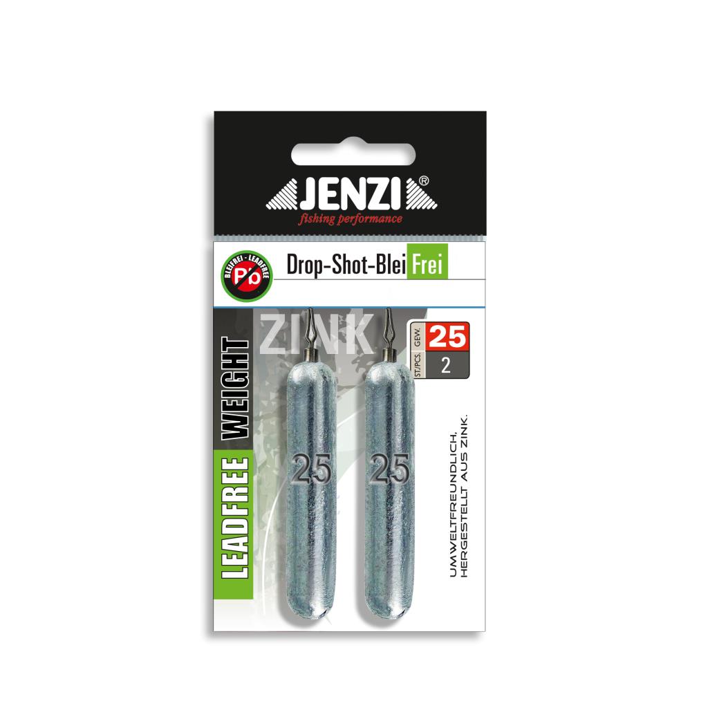 Blei-FREI Drop-Shot 25 g, 2 Stk. Zink-Gewichte von JENZI