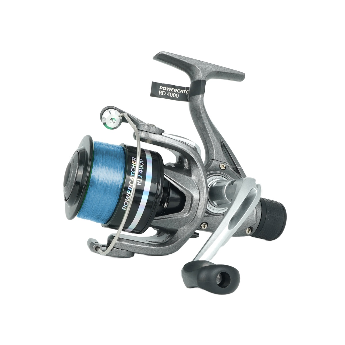 SPRO Power Catcher RD 4000 Fun Mix Spinnrolle, bespult mit 0,25 mm/230 m Monofiler; Heckbremse, Graphitspule, 2 Kugellager + 1 Walzenlager, zufällige Farbgebung (Green/Orange/Blue)