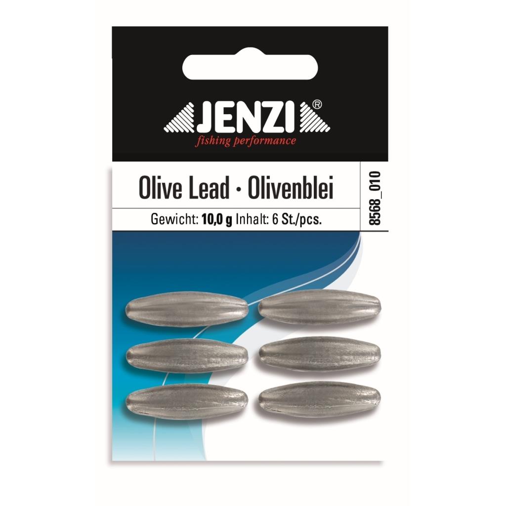 Bleioliven 10 g, 6 Stück – zum Angeln – JENZI Olive Lead