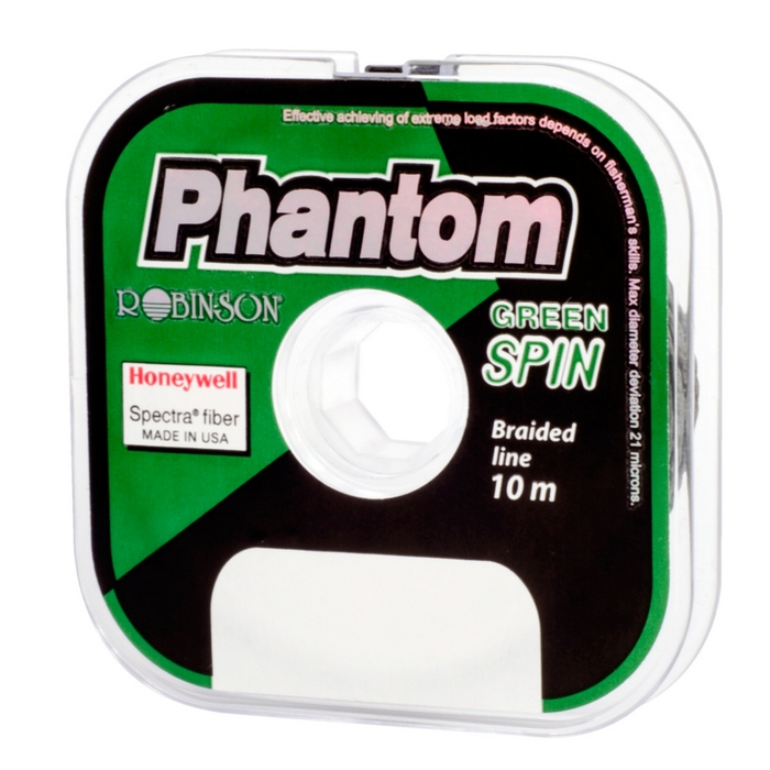 Geflochtene Vorfachspule Phantom Green Spin 10m 0,10 mm / 8,05 kg