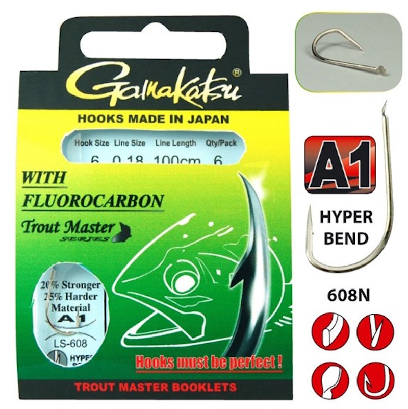 GAMAKATSU Trout Master Fluorocarbon LS-608 100 cm Nickel Hak