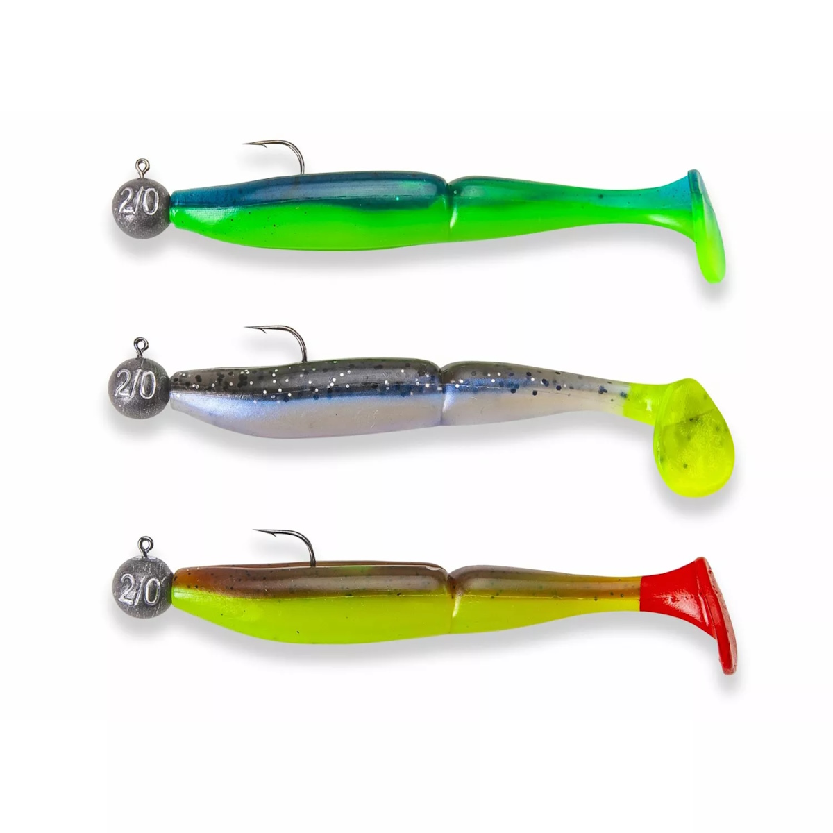 Drei SPLITFIRE Zander-Gummifische, 12,5 cm, 14 g, mit Haken 2/0 und Bleikörper, fertig montiert – effektive Raubfischköder von Saenger Top Tackle GmbH
