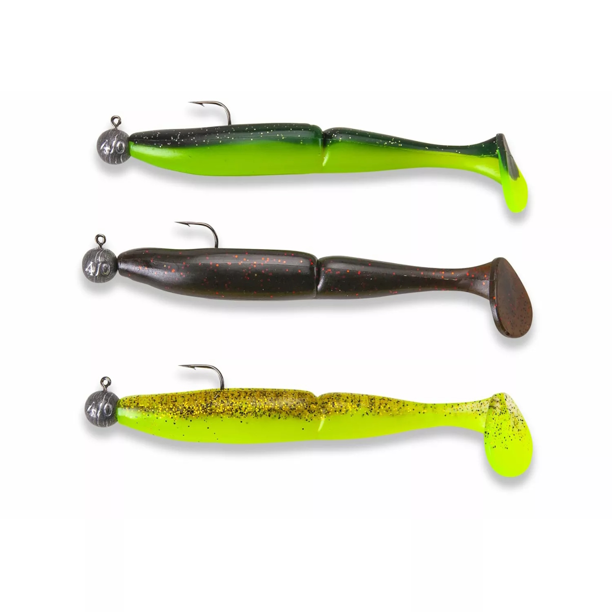 Set aus 3 Gummifischen je 15 cm, 14 g Bleikörper, 4/0-Haken, montiert. Attraktive Aktion und Farben, hochwertiger Raubfisch-Köder zum Angeln auf Hecht, Zander, Waller und Barsche. Saenger Top Tackle GmbH