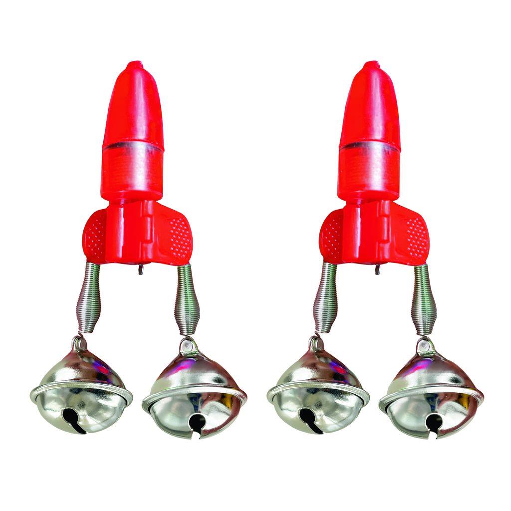 Zwei rote LED-Aalglocken mit Clip, inkl. Batterien