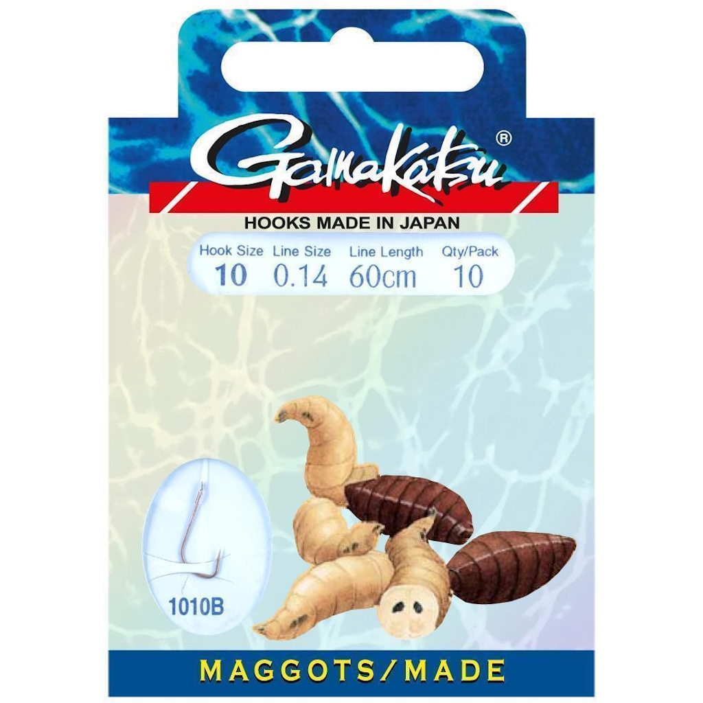 GAMAKATSU Haken Made 60 cm gebundene Köderhaken 10/0,14 brün